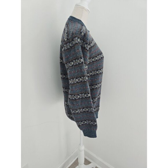 Club Room Vintage Wool Lambswool Pullover Crew Green Fair Isle Grandpa Sweater M - Picture 2 of 7